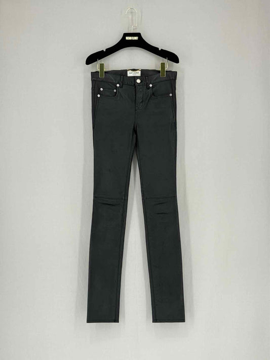 SAINT LAURENT Leather Black Size US 2 Pants