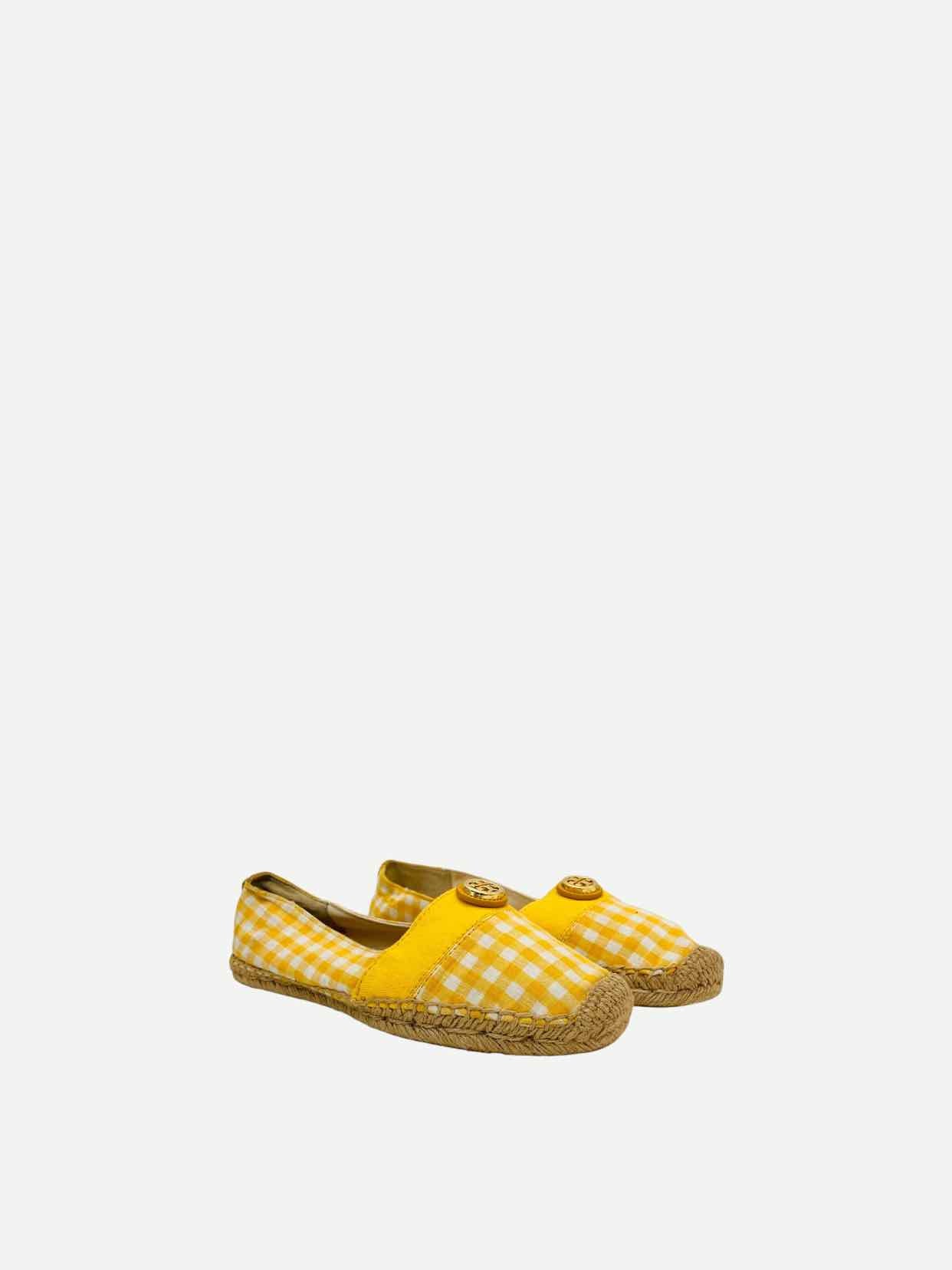 TORY BURCH Espadrille Yellow & White Size EU 38 Flats