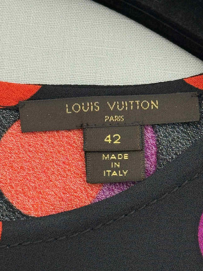 LOUIS VUITTON Black Multicolor Printed Size US 8 Blouse