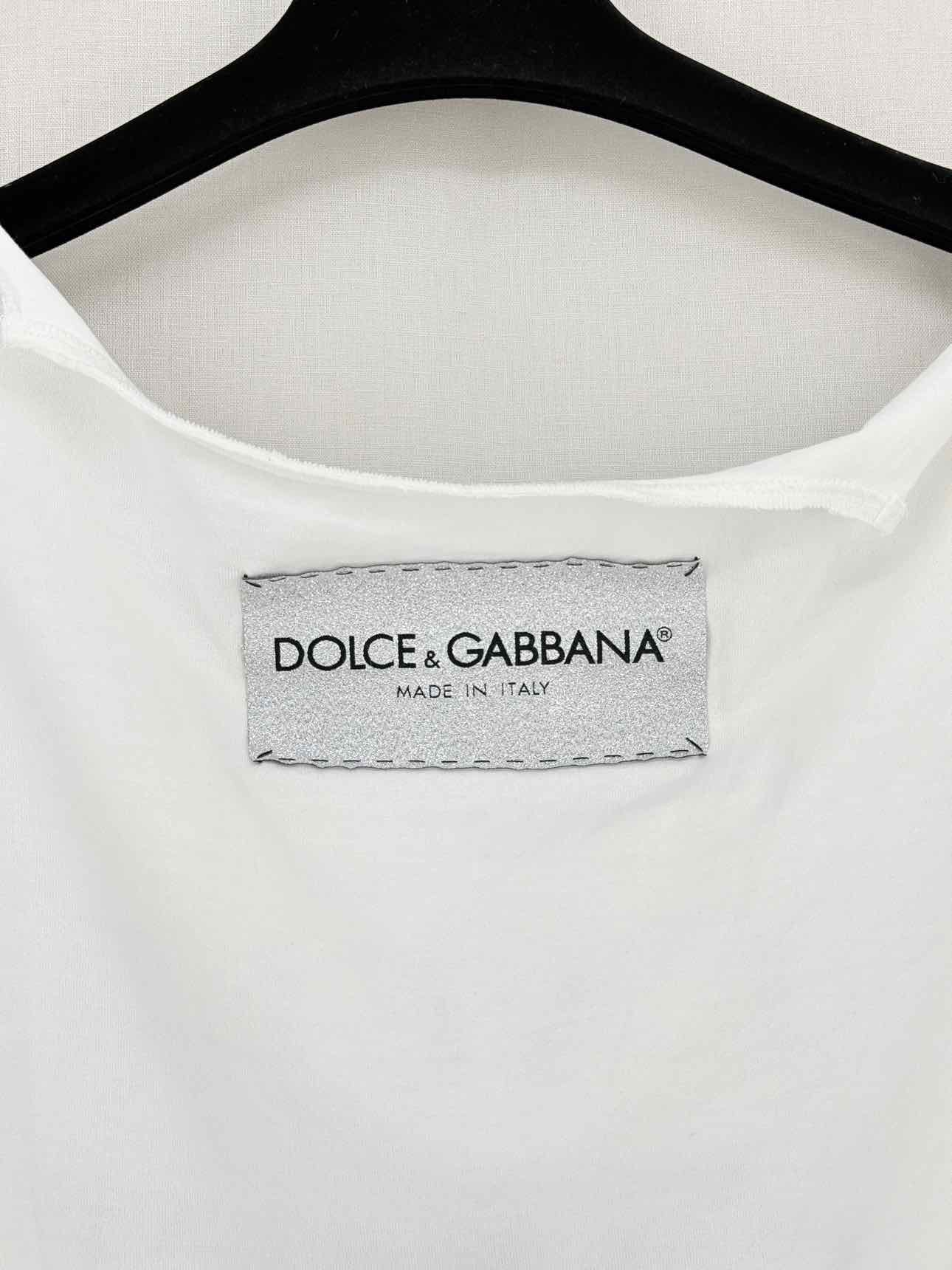 DOLCE & GABBANA White Graphic Print Size Medium Top