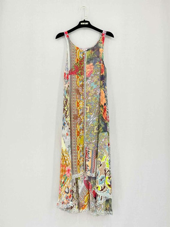JOHNNY WAS White Multicolor Size Small Midi Dress