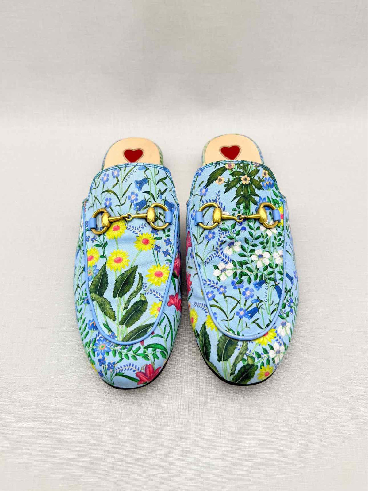 GUCCI Princetown Blue Multicolor Size EU 37.5 Mules