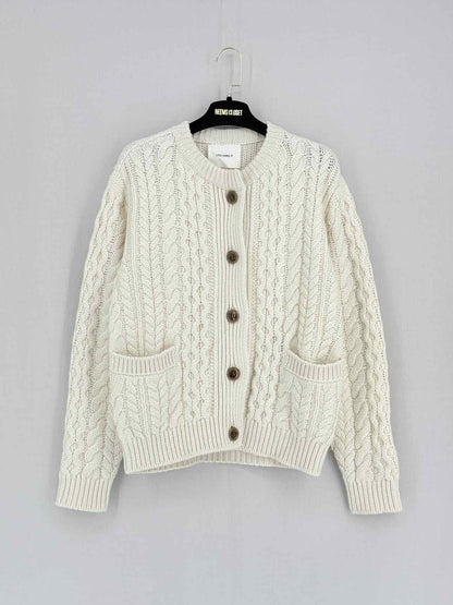 LISA YANG White Cable Knit Size Small/Medium Cardigan