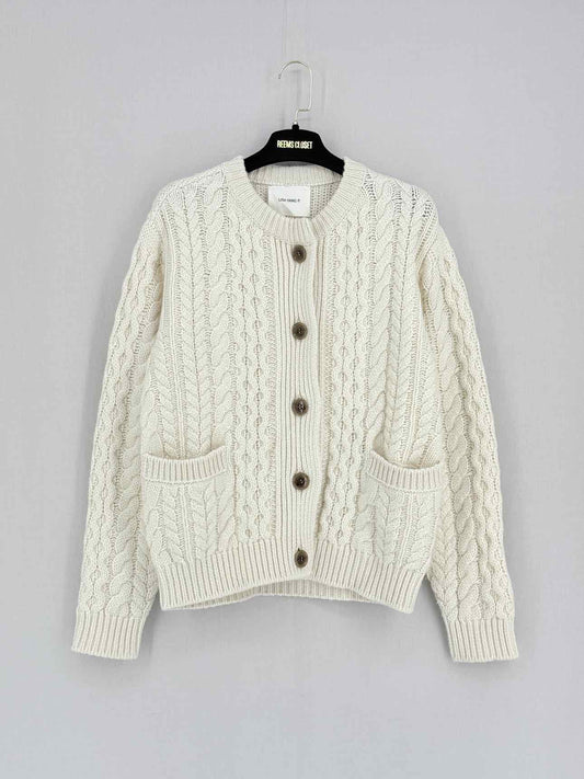 LISA YANG White Cable Knit Size Small/Medium Cardigan