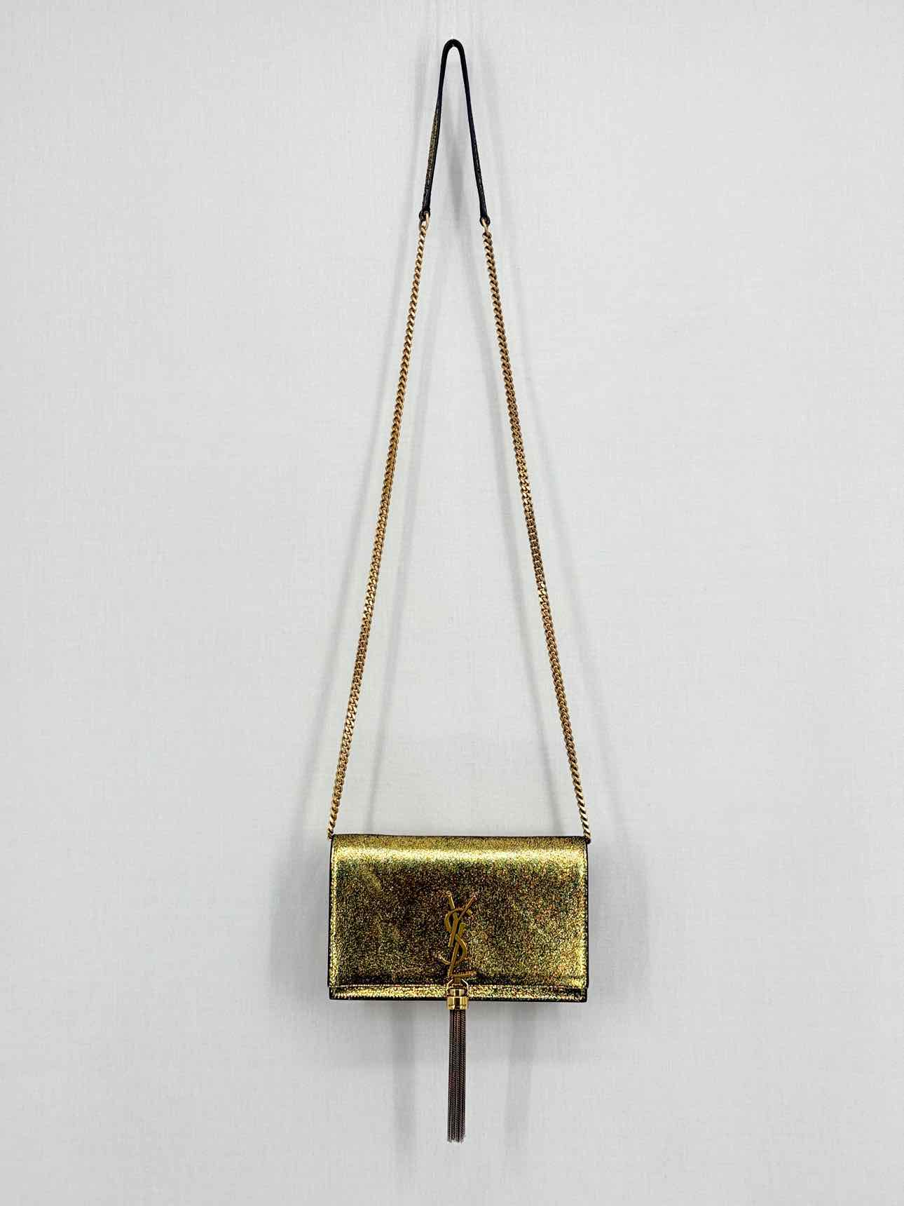 SAINT LAURENT Kate Metallic Gold Monogram Crossbody