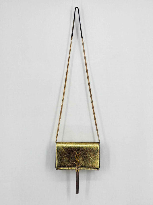 SAINT LAURENT Kate Metallic Gold Monogram Crossbody