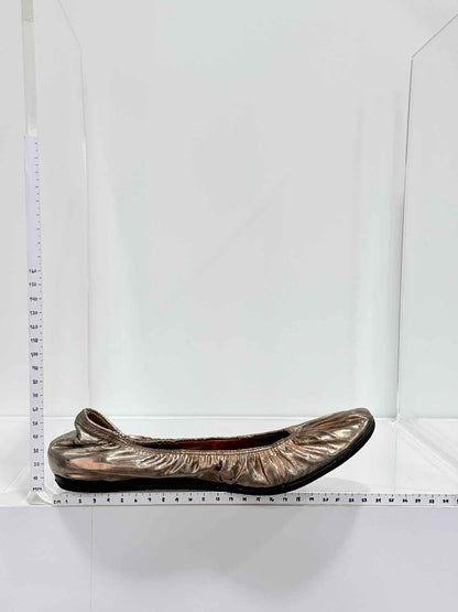 LANVIN Scrunch Metallic Gold Size EU 38 Ballet Flats