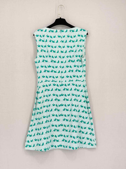 HUGO White & Green Printed Size Small Knee Length Dress