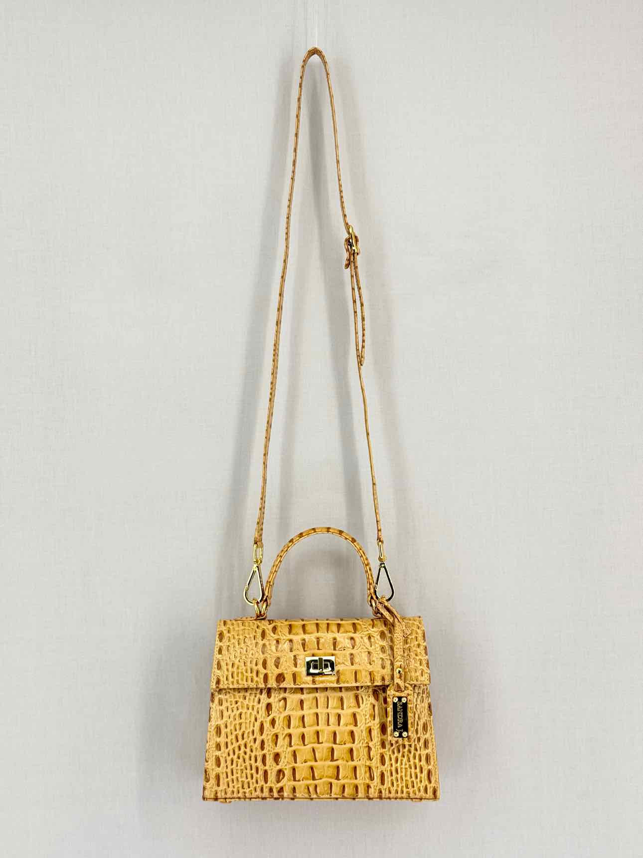 SANDRA J Beige & Brown Top Handle