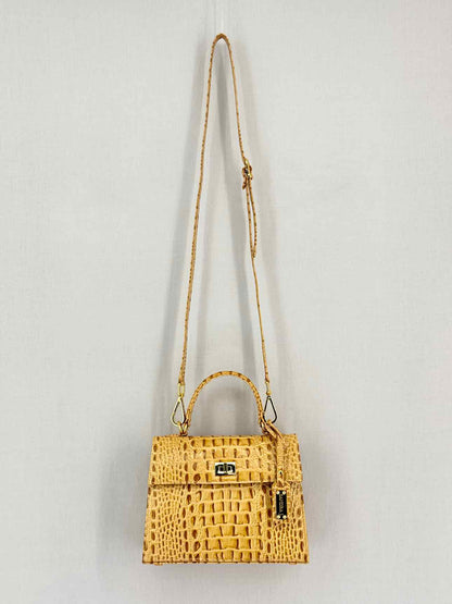 SANDRA J Beige & Brown Top Handle