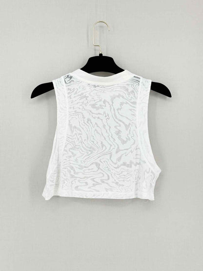 LULULEMON All Yours Crop White Mesh Size Small Tank Top