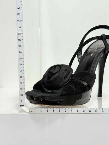 GIANVITO ROSSI Black Rose Size EU 37.5 Slingbacks