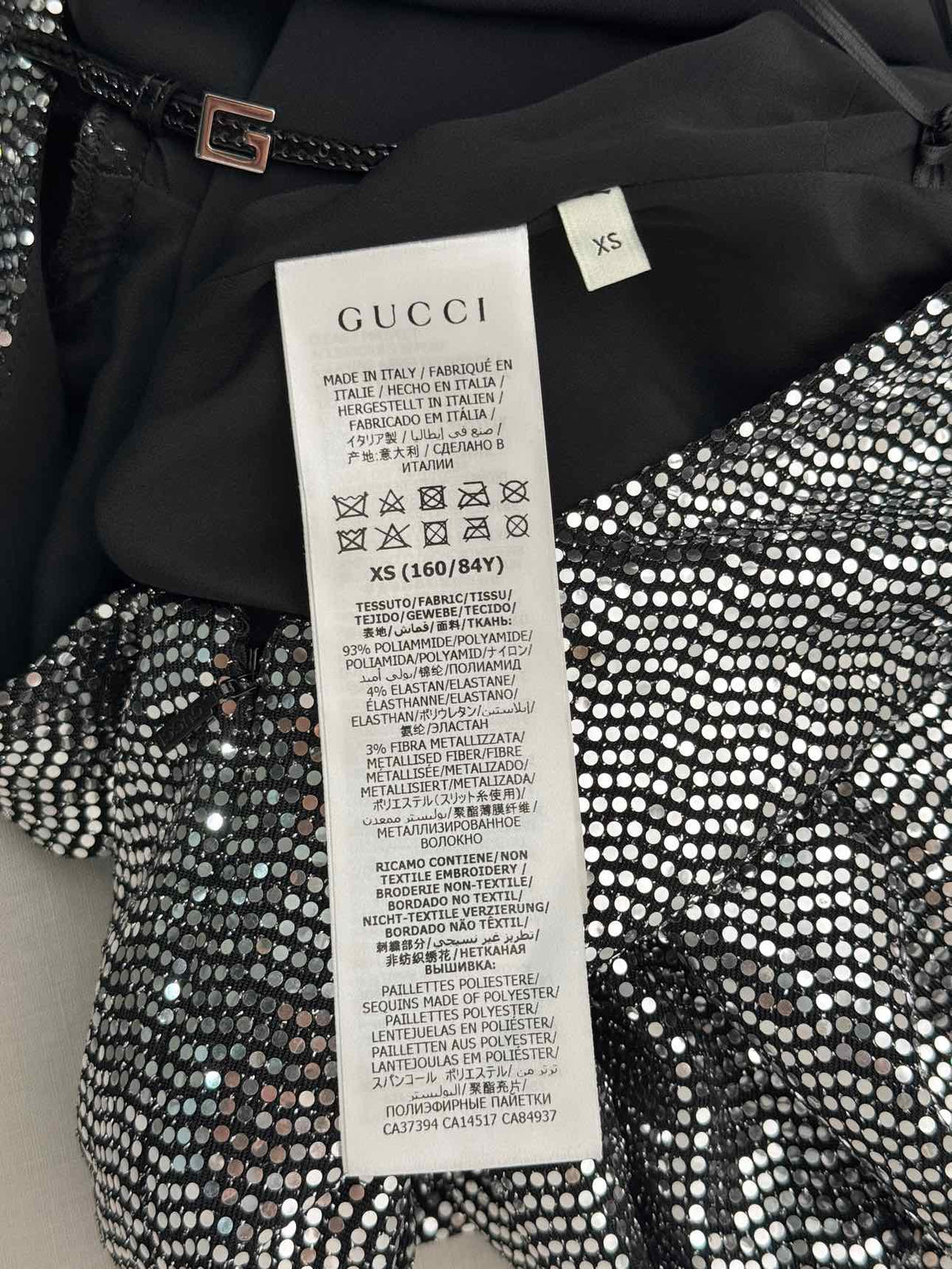 GUCCI Silver & Black Size XSmall Long Dress