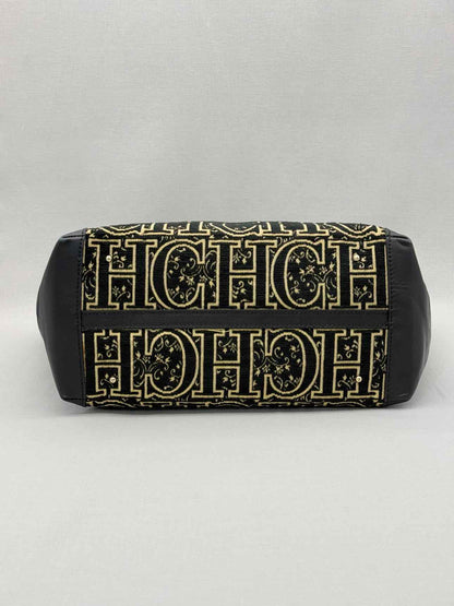 CAROLINA HERRERA Black & Gold Monogram Tote Bag