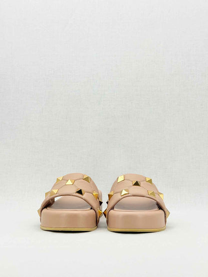 VALENTINO GARAVANI Roman Stud Beige Size EU 38 Slides