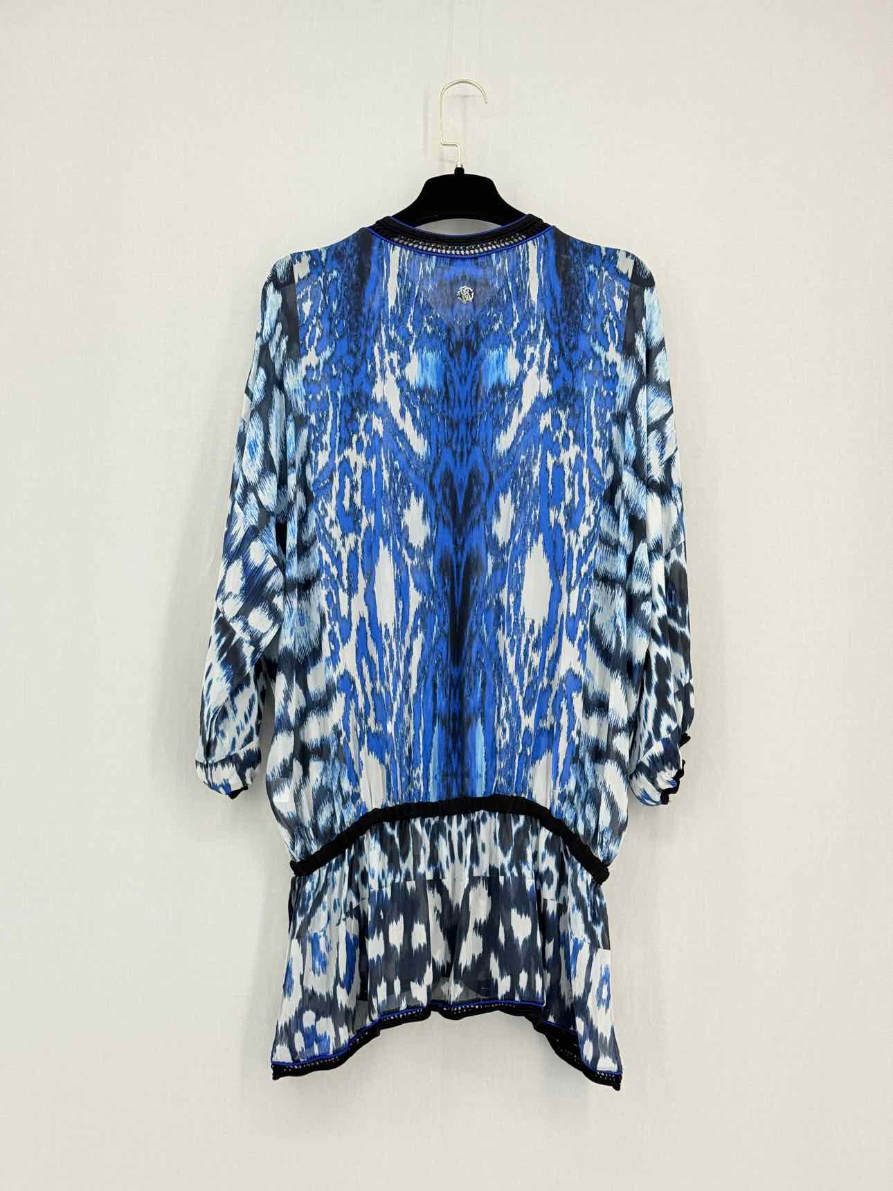 ROBERTO CAVALLI Blue Multicolor Size US 4 Blouse
