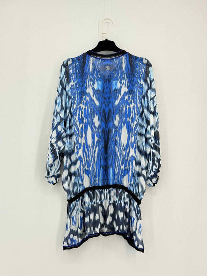ROBERTO CAVALLI Blue Multicolor Size US 4 Blouse