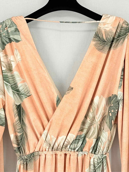 PASDUCHAS Peach w/ Green Size US 4 Midi Dress