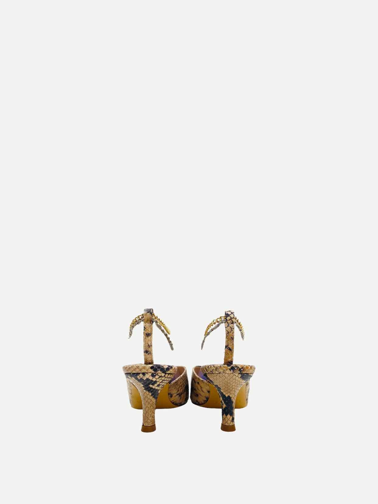 KALDA Ankle Chain Beige & Black Snakeskin Heeled Shoes