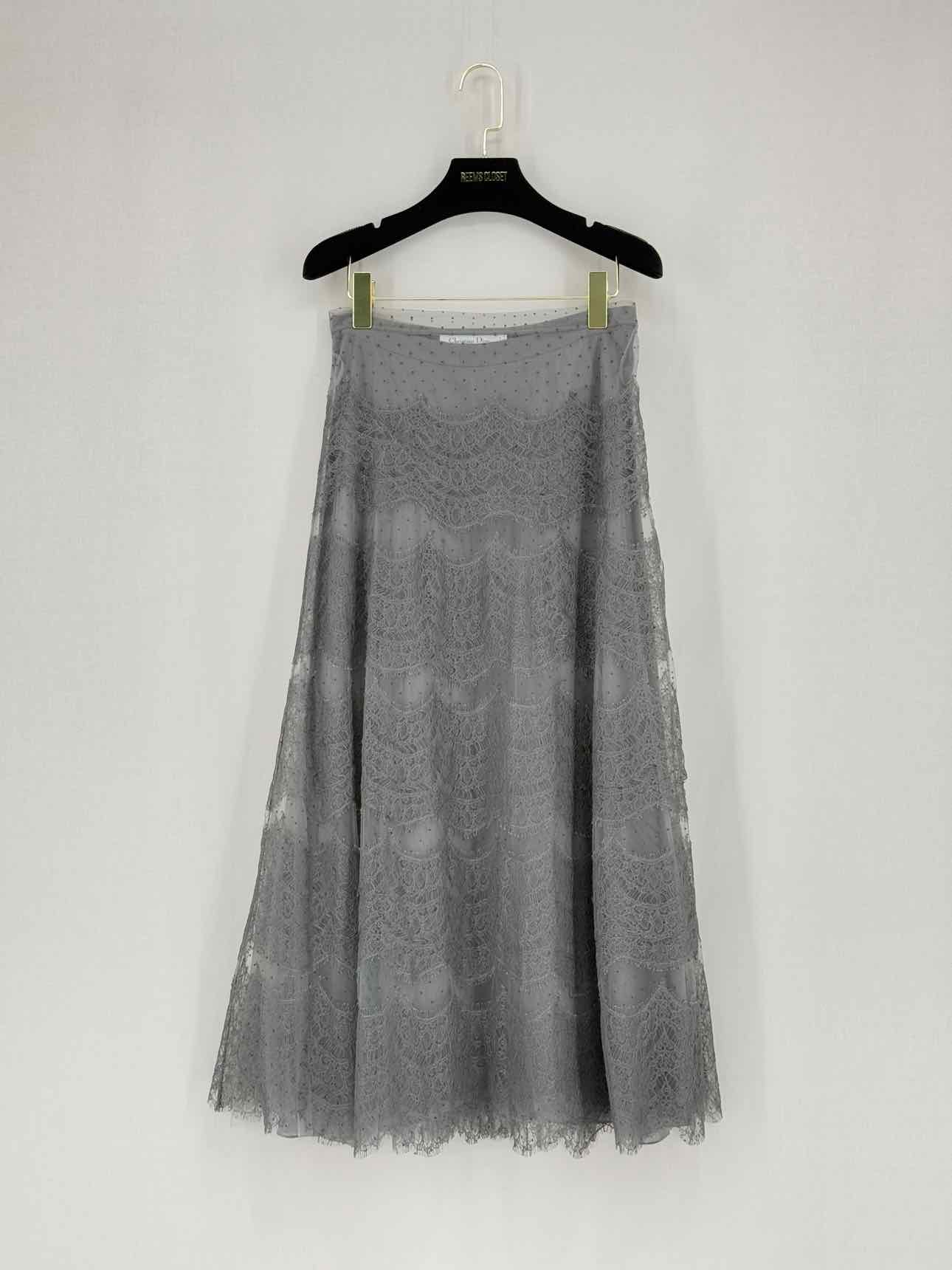 CHRISTIAN DIOR Grey Size US 6 Midi Skirt