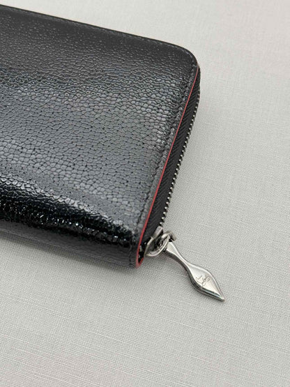 CHRISTIAN LOUBOUTIN Black Pebbled Continental Wallet