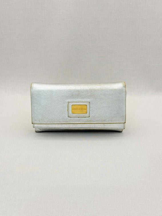 DOLCE & GABBANA Metallic Silver Continental Wallet