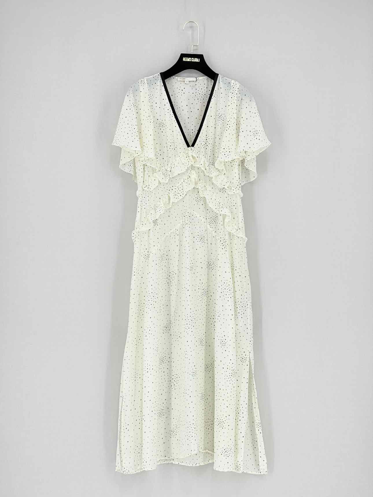 MAJE Racky Off-white & Black Size US 4 Midi Dress