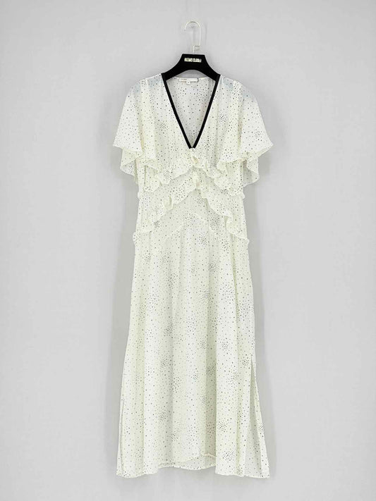 MAJE Racky Off-white & Black Size US 4 Midi Dress