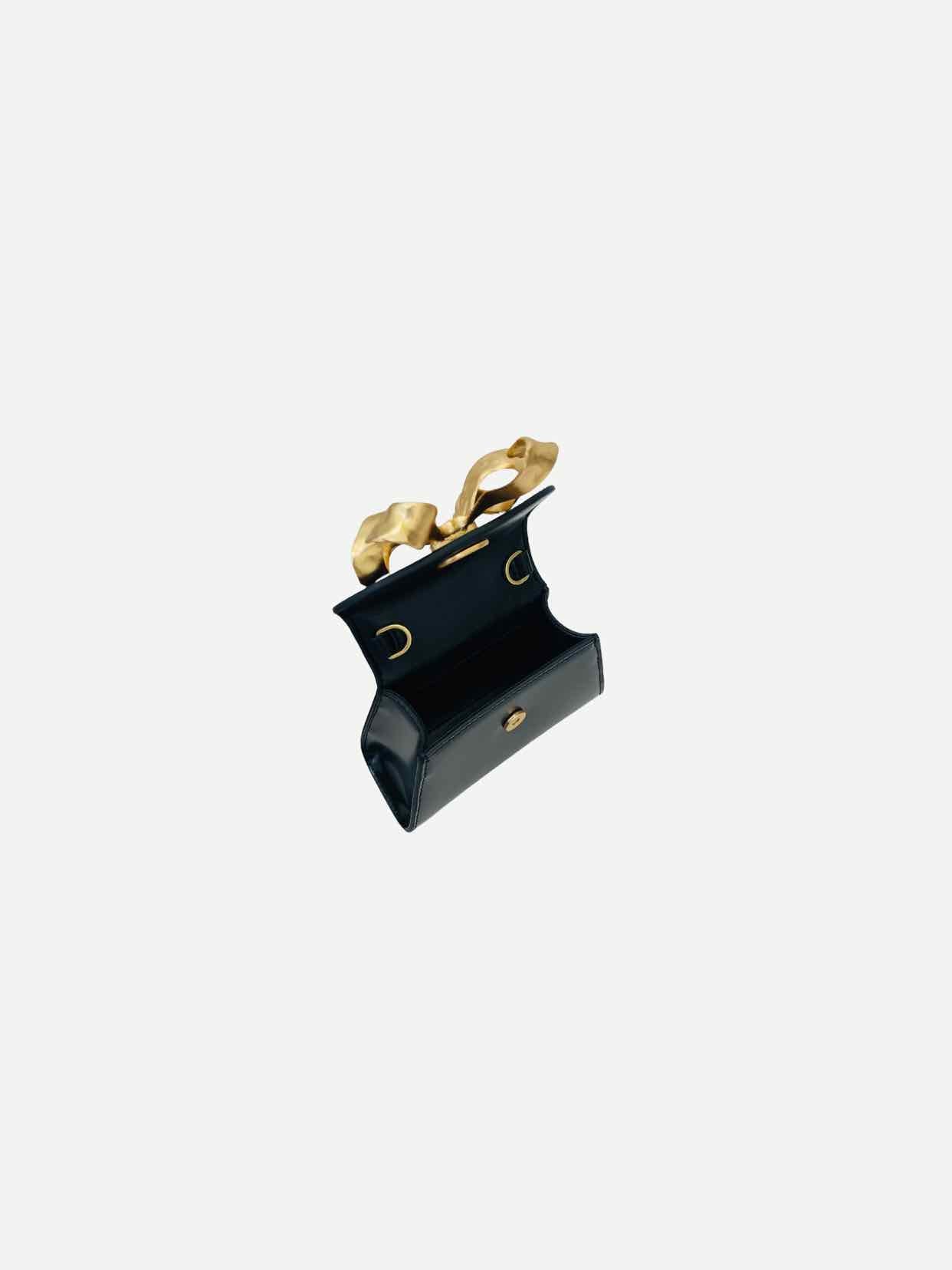 SELF-PORTRAIT Gold Bow Black Top Handle