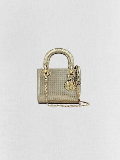 DIOR Lady Dior Bronze Micro Cannage Top Handle