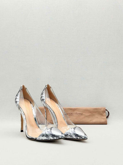 GIANVITO ROSSI Plexi Snakeskin Print Size EU 40.5 Pumps