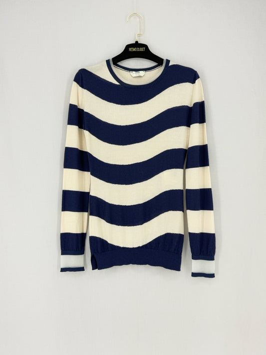 FENDI Fitted Blue & Cream Striped Size US 4 Sweater