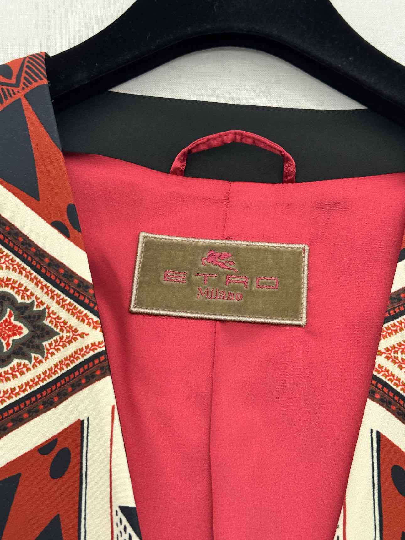 ETRO Burgundy Multicolor Size US 6 Blazer