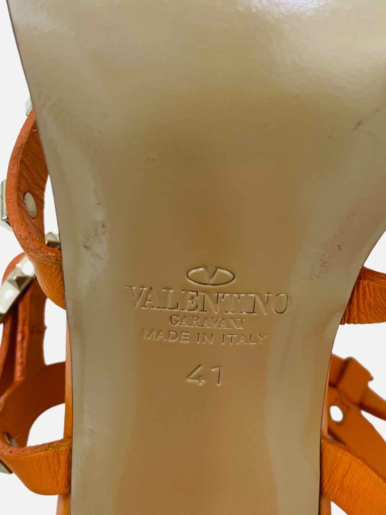 VALENTINO Rockstud Orange Heeled Sandals 41