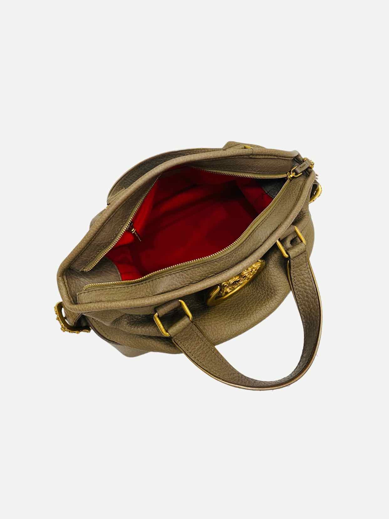 DOLCE & GABBANA Baroque Logo Olive Green Satchel