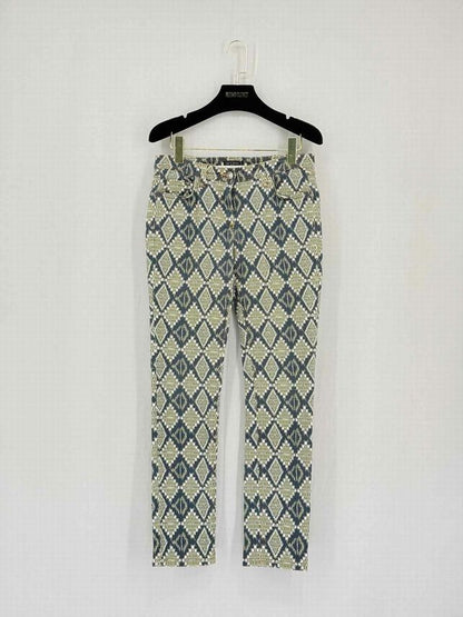 ETRO Blue Multicolor Diamond Pattern Size 27 Jeans