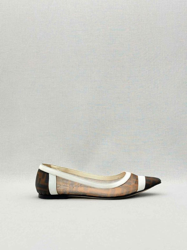 FENDI Colibri Brown & White Size EU 35 Ballet Flats