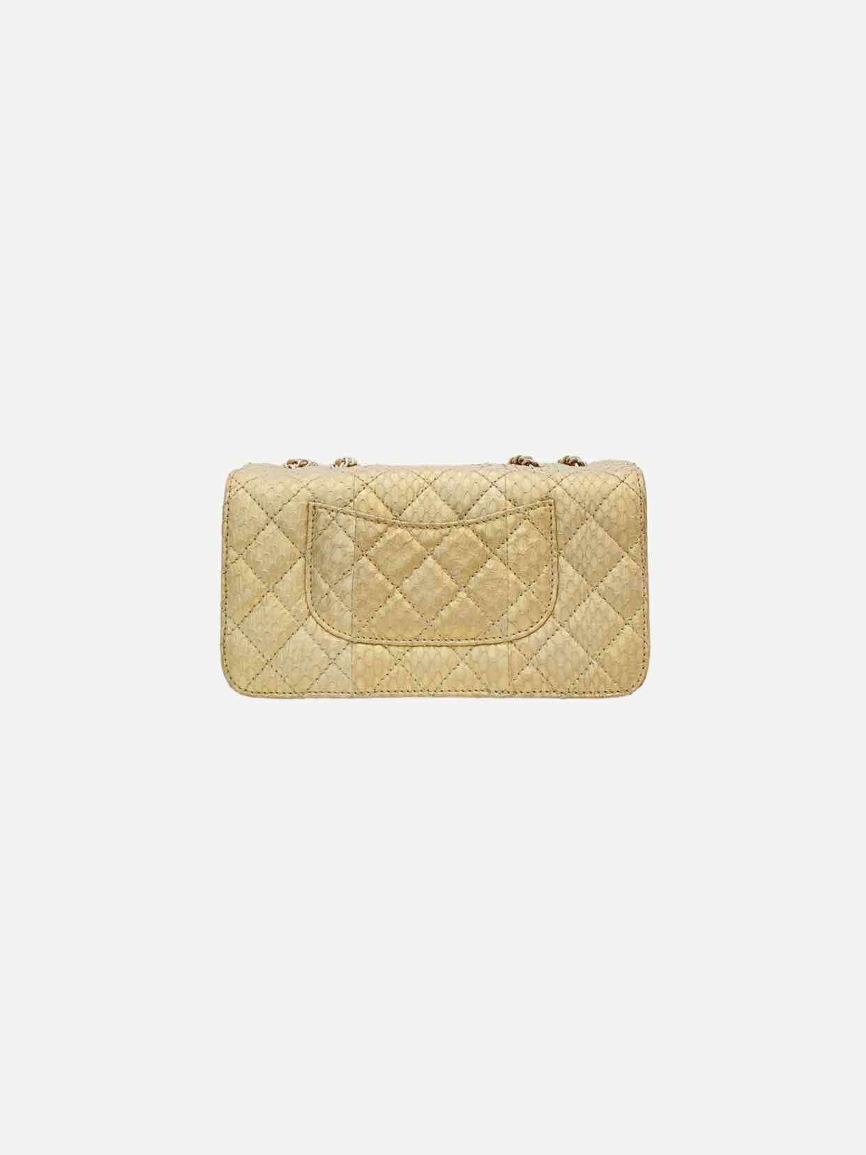 CHANEL 3 Accordian Flap Beige Quilted Shoulder Bag