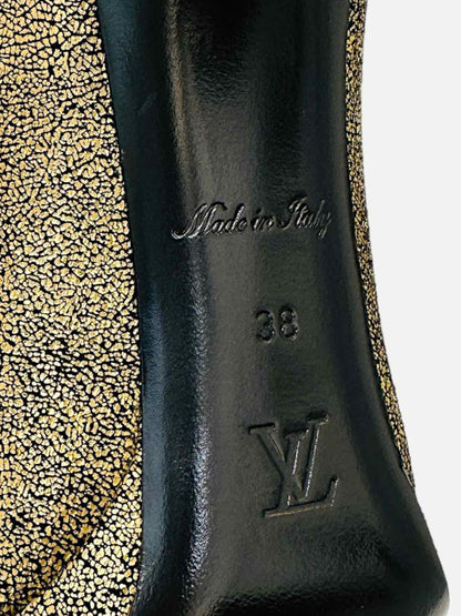 LOUIS VUITTON Gold Cracked Heeled Sandals