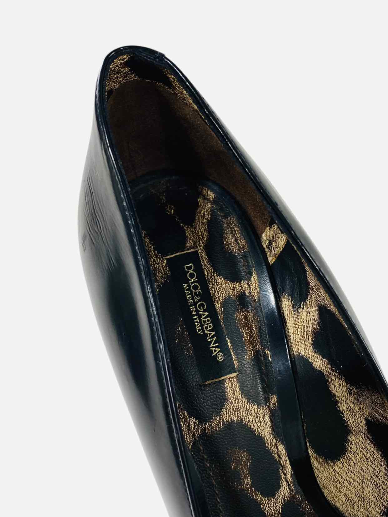 DOLCE & GABBANA Peep Toe Black Size EU 39.5 Pumps