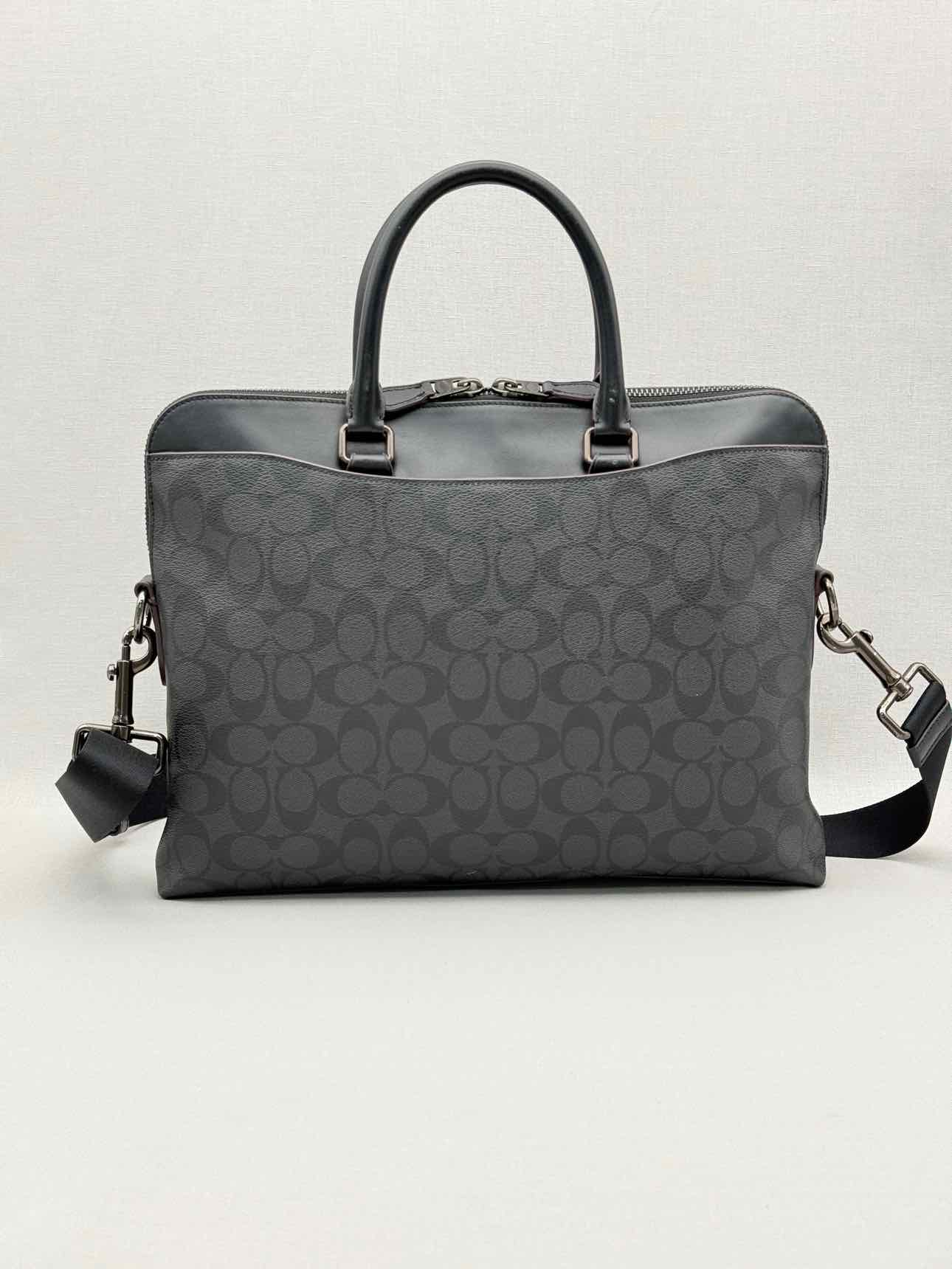 COACH Beckett Slim Black Signature Laptop Bag