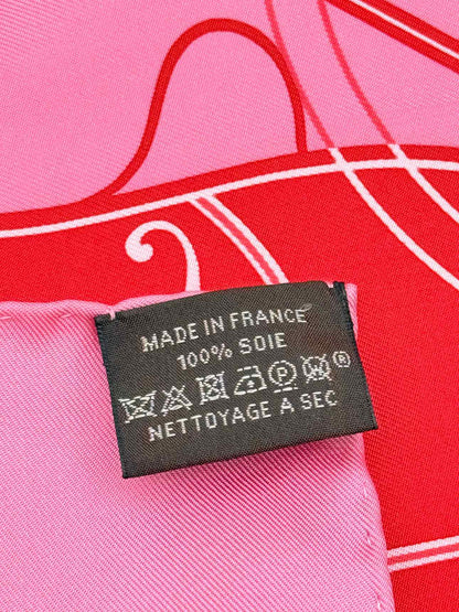 HERMES Pink Classic Carriage &amp; Crest Scarf