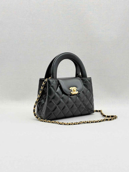 CHANEL Kelly Black Quilted Top Handle