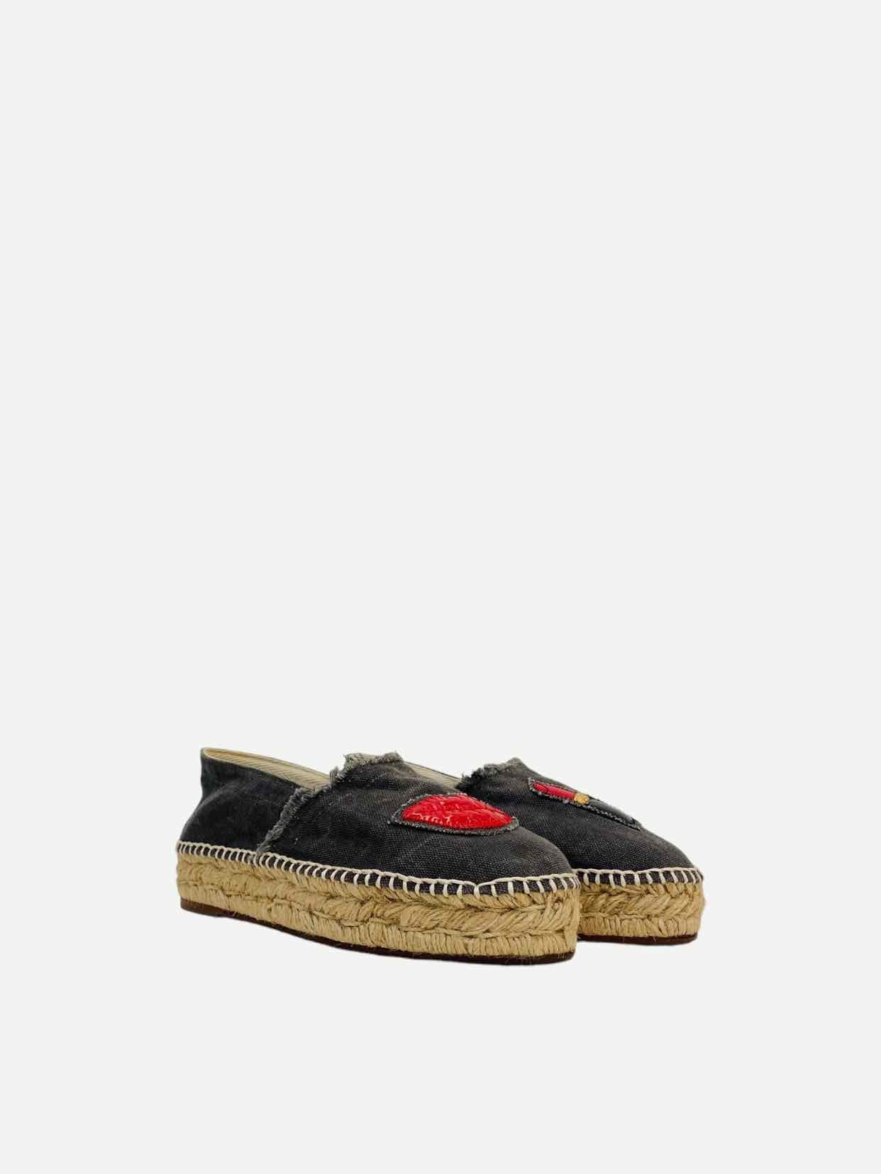 CHIARA BINI Espadrille Blue w/ Red Flats 36