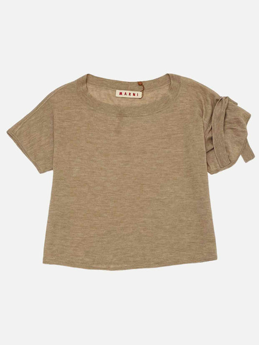 MARNI Short Sleeve Tan Knit Top