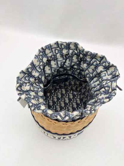 DIOR Wicker Blue & White Oblique Bucket Bag