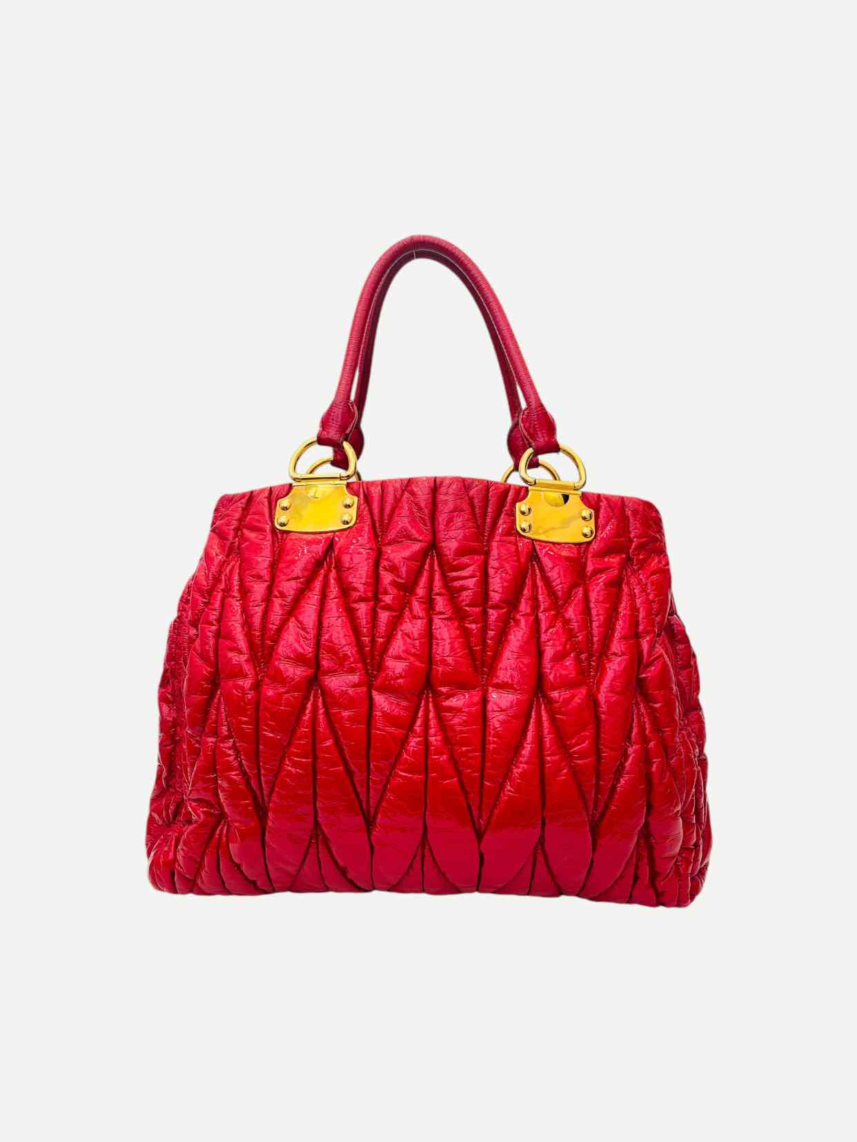 MIU MIU Shopping Red Matelasse Tote Bag