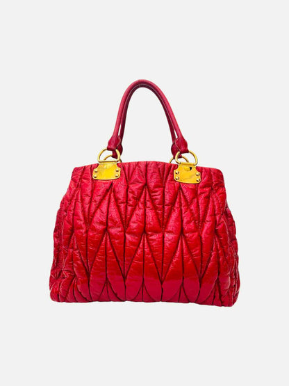 MIU MIU Shopping Red Matelasse Tote Bag