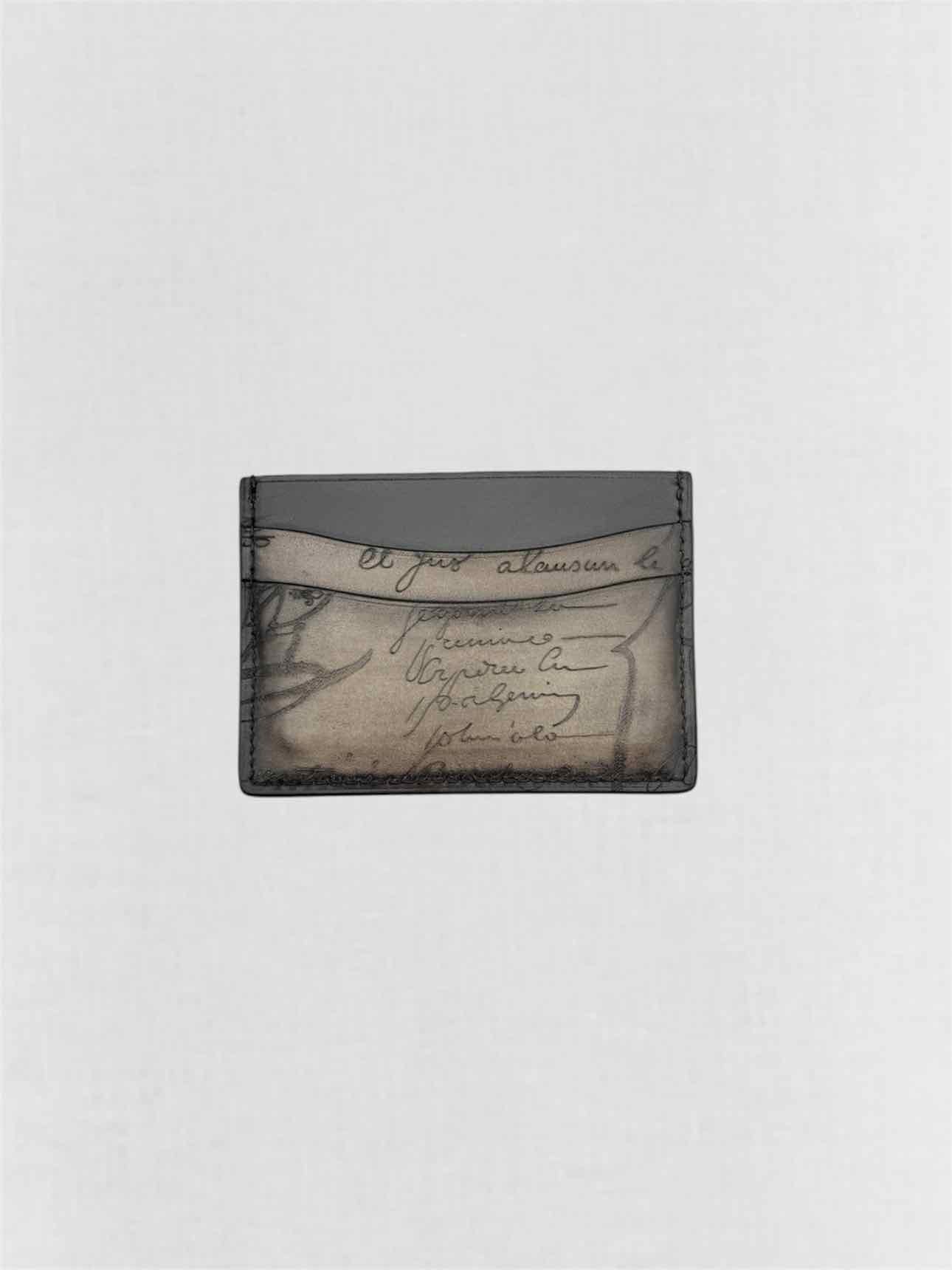 BERLUTI Men's Grey & Black Card Holder