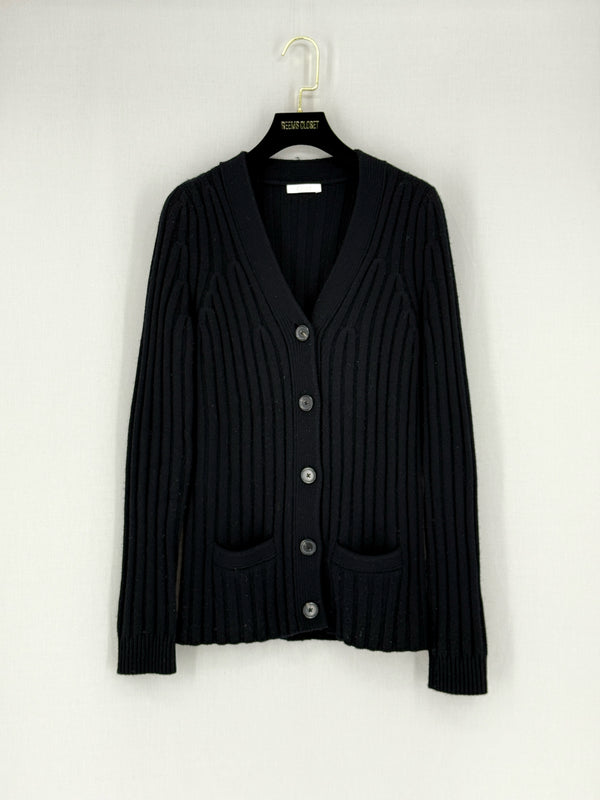 CHLOE Black Ribbed Size Medium Cardigan